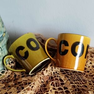 Pfaltzgraff Yellow and Green Mugs Set for 2